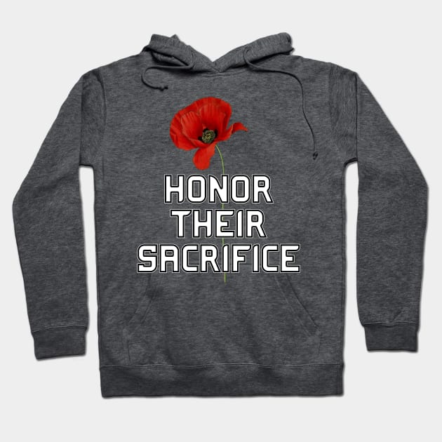 Honor Their Sacrifice Memorial with Red Poppy Flower Back Version (MD23Mrl006) Hoodie by Maikell Designs